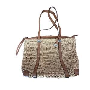 Brighton Women's Dayton Straw Leather Purse Hand Shoulder Tote Bag